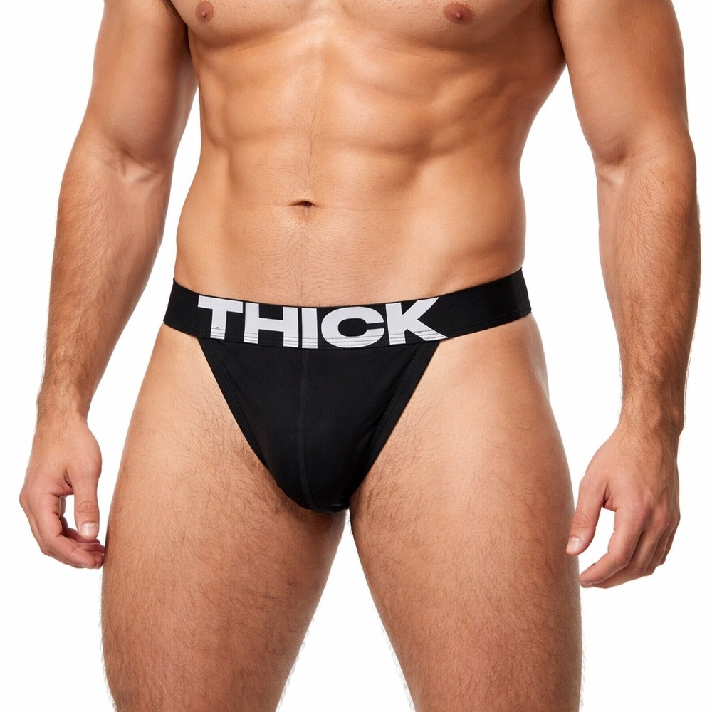 Andrew Christian THICK Medium (33-35) Jockstrap Black Athletic Supporter